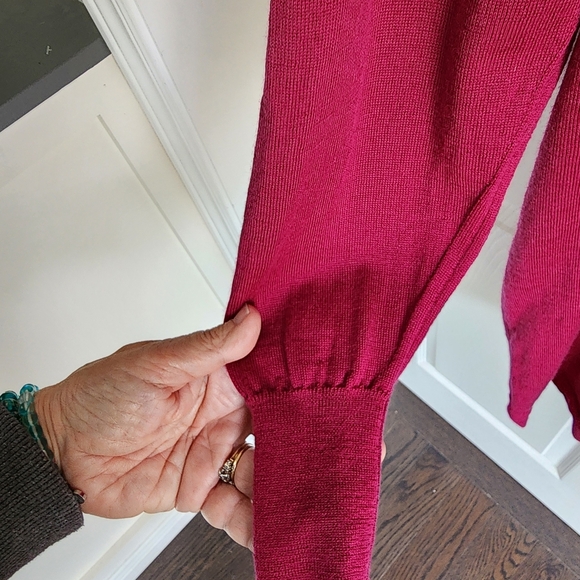 Jaeger Red Long Sleeve Top with Scarf Detail - Picture 4 of 6